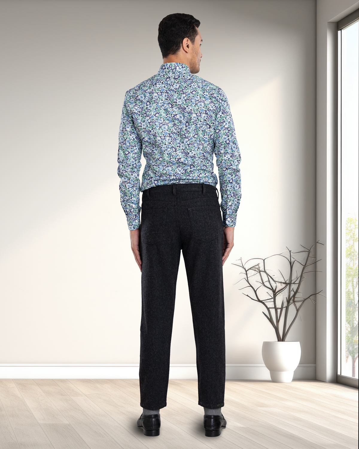 Charcoal Grey Wool Jeans - 5