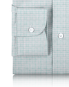 Linen: Aqua Green Graph Checks On White Shirt