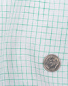 Linen: Aqua Green Graph Checks On White Shirt