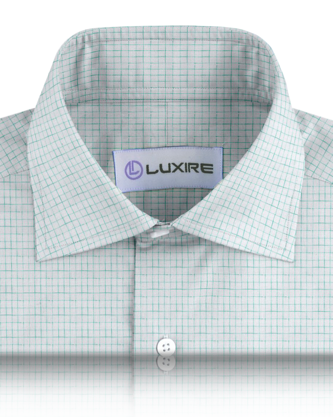 Linen: Aqua Green Graph Checks On White Shirt - 2