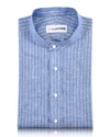 Blue White Chalk Stripes Linen Shirt