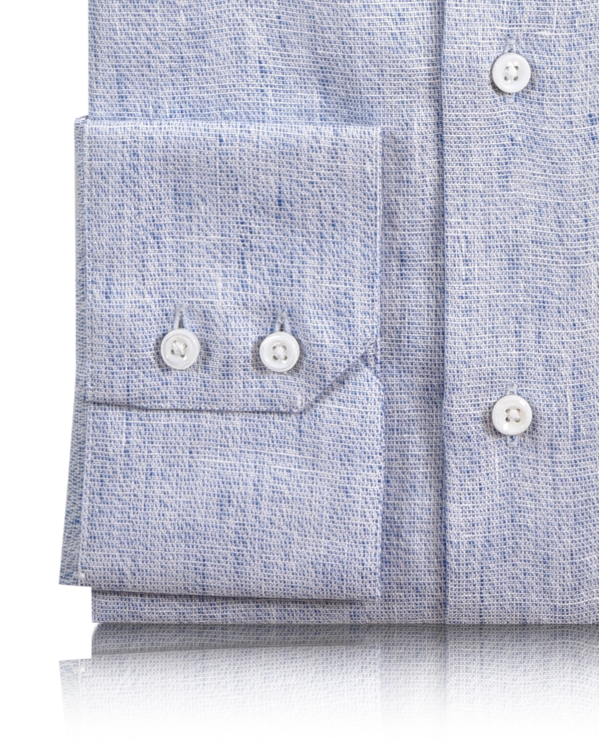 Linen: Lustrous Blue White Chambray Shirt - 3