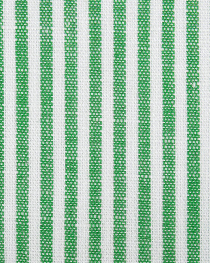 Cotton Linen: Classic Green White Candy Stripes Shirt
