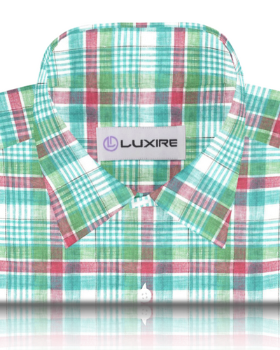 Green Red Madras Linen Shirt