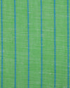 Cotton Linen: Blue Pencil Stripes On Green Shirt