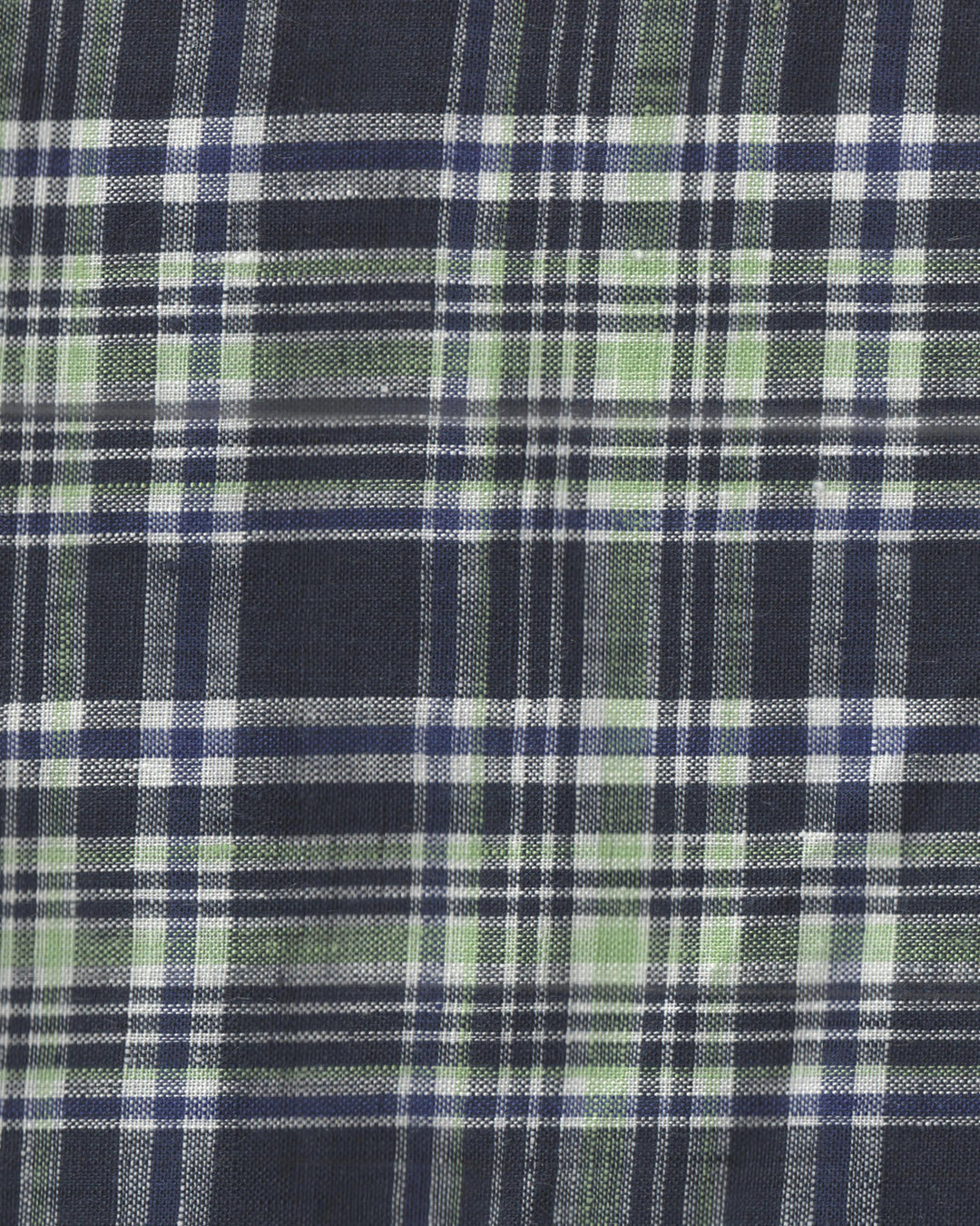 Madras Navy Green Checks Linen - 4