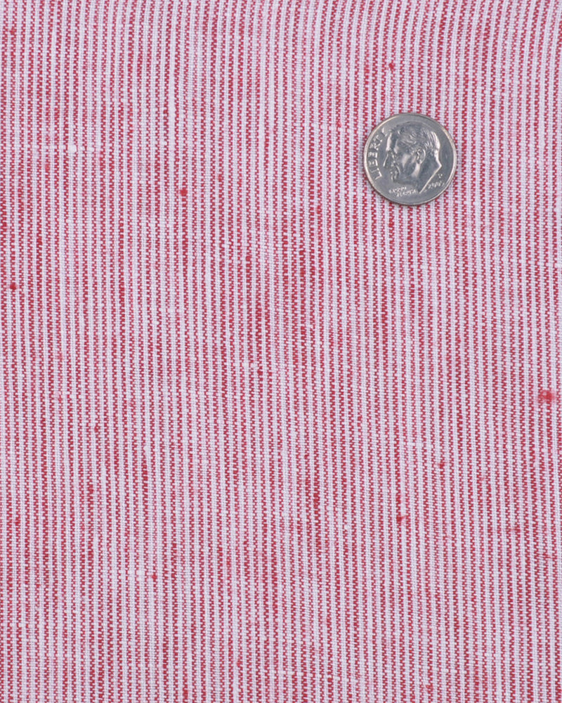 Linen: Red White Slub Chambray