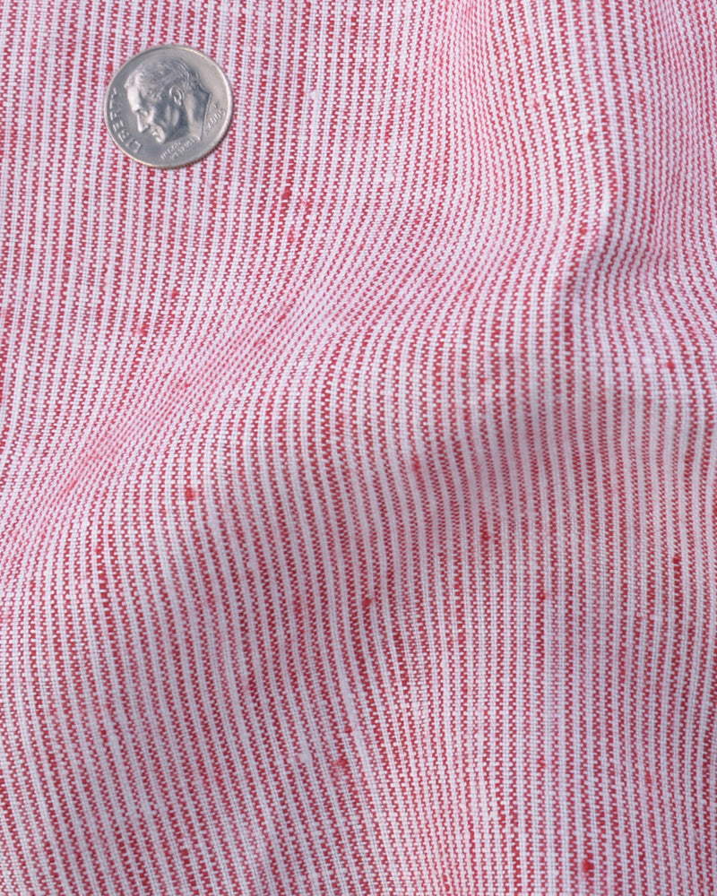 Linen: Red White Slub Chambray