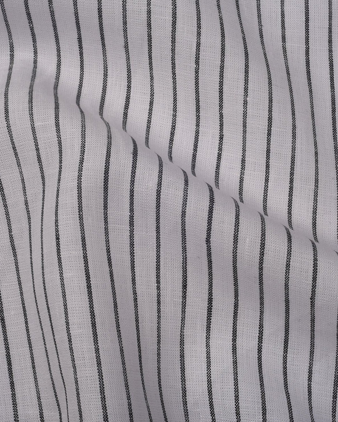 White Black Pin Stripes Linen - 4
