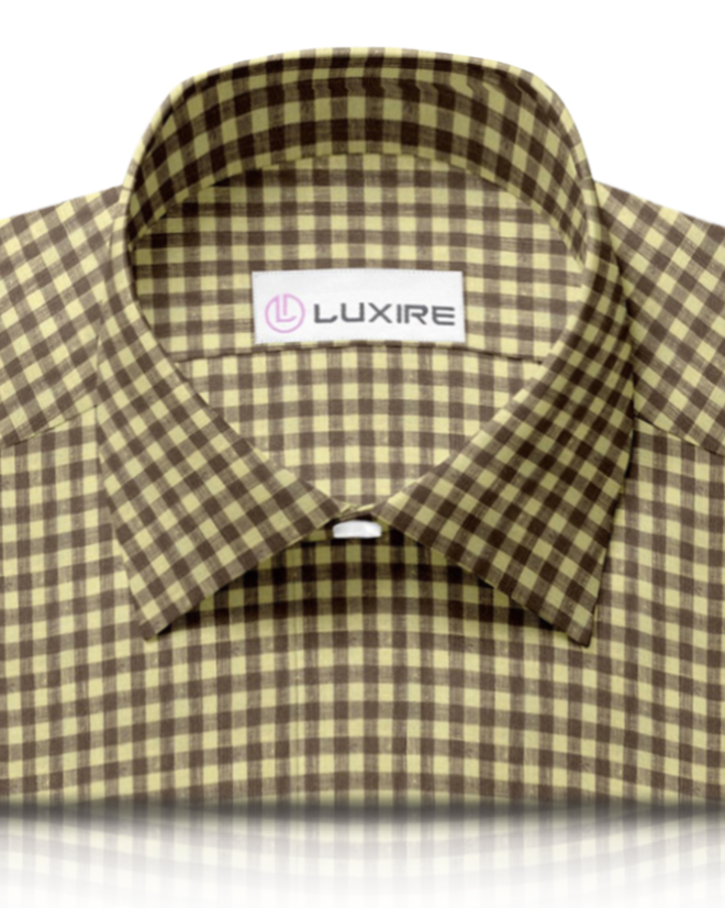 Linen:Yellow Brown Gingham Checks Shirt - 2