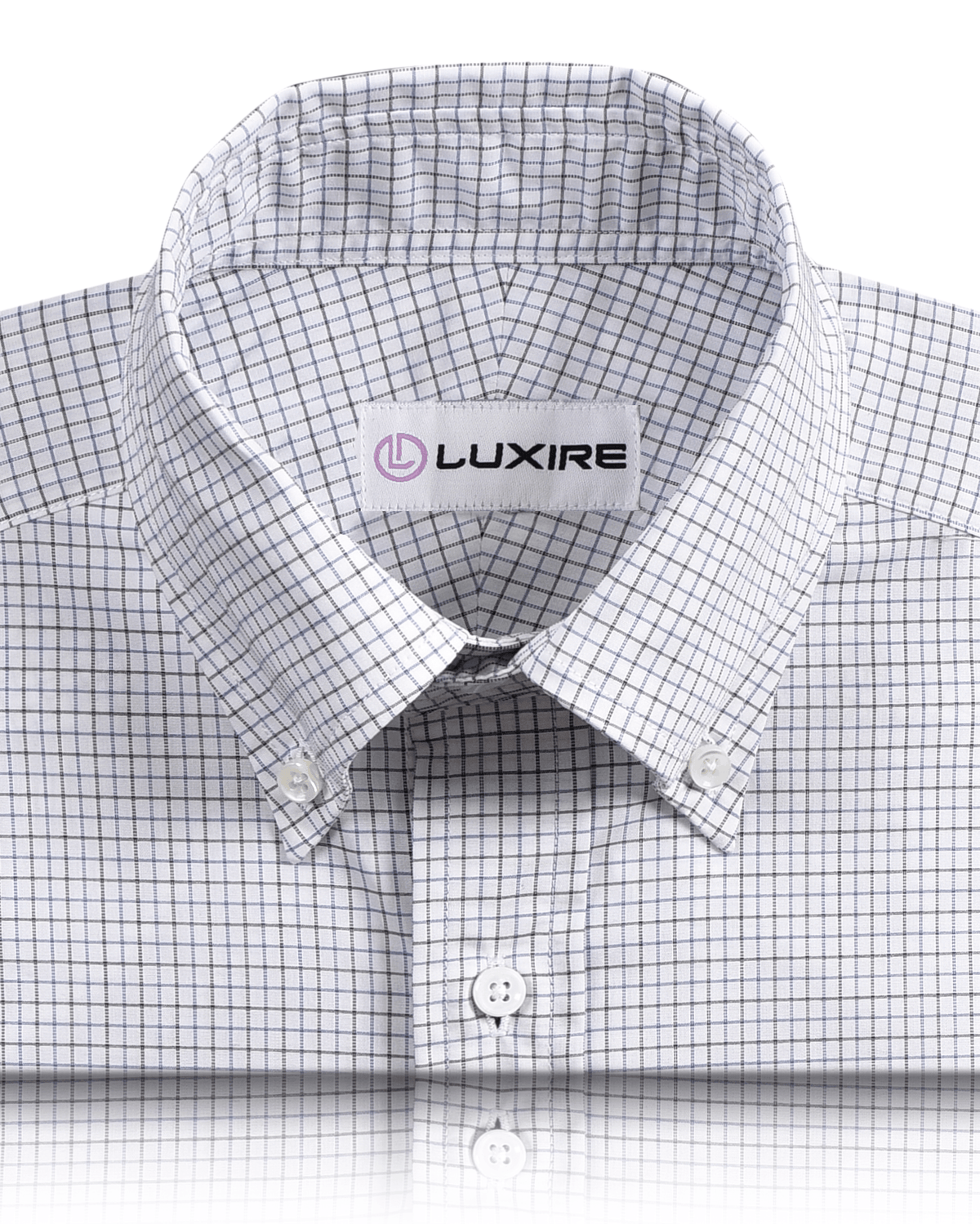 Blue Black Tattersall Checks on White Shirt - 2