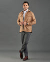 VBC: Sand Woolen Flannel Shirt Jacket