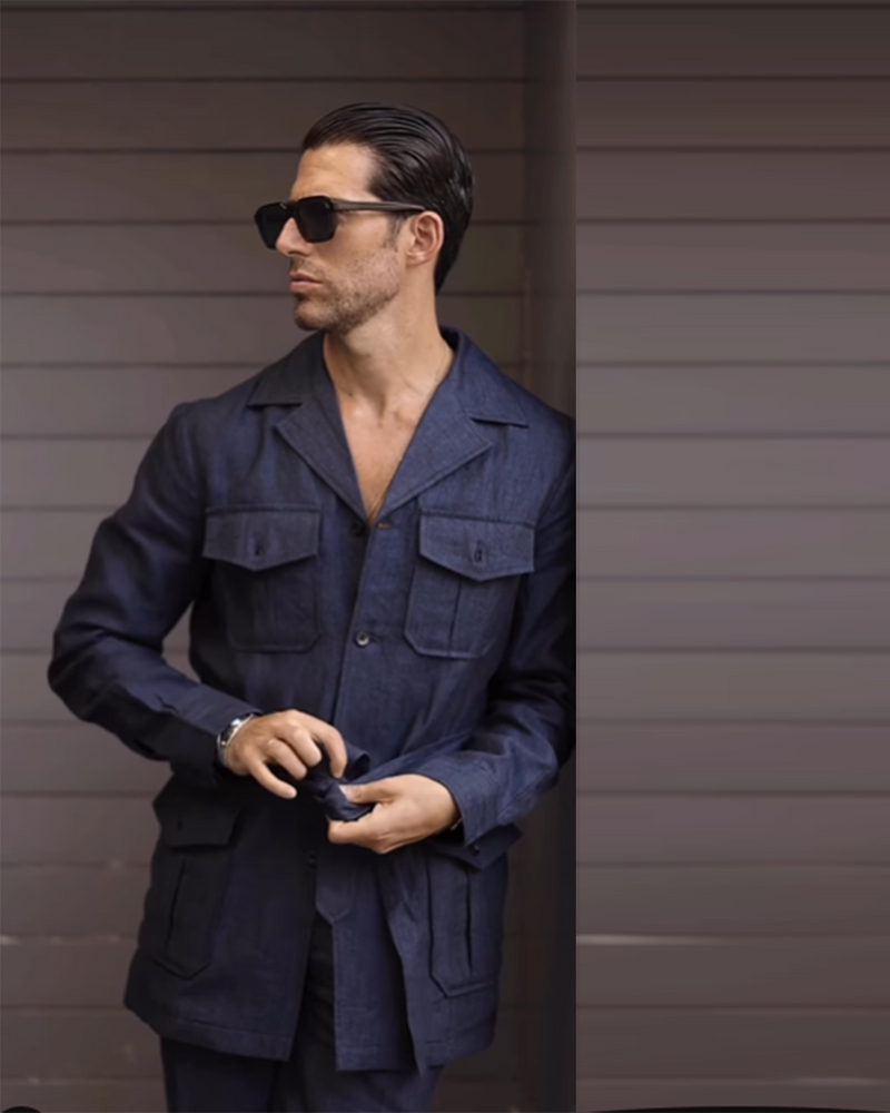 Safari Jacket in Linen Dark Indigo