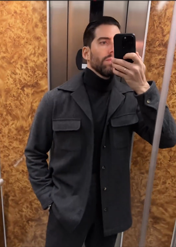 Shirt Jacket in Charcoal Grey Wool - 3