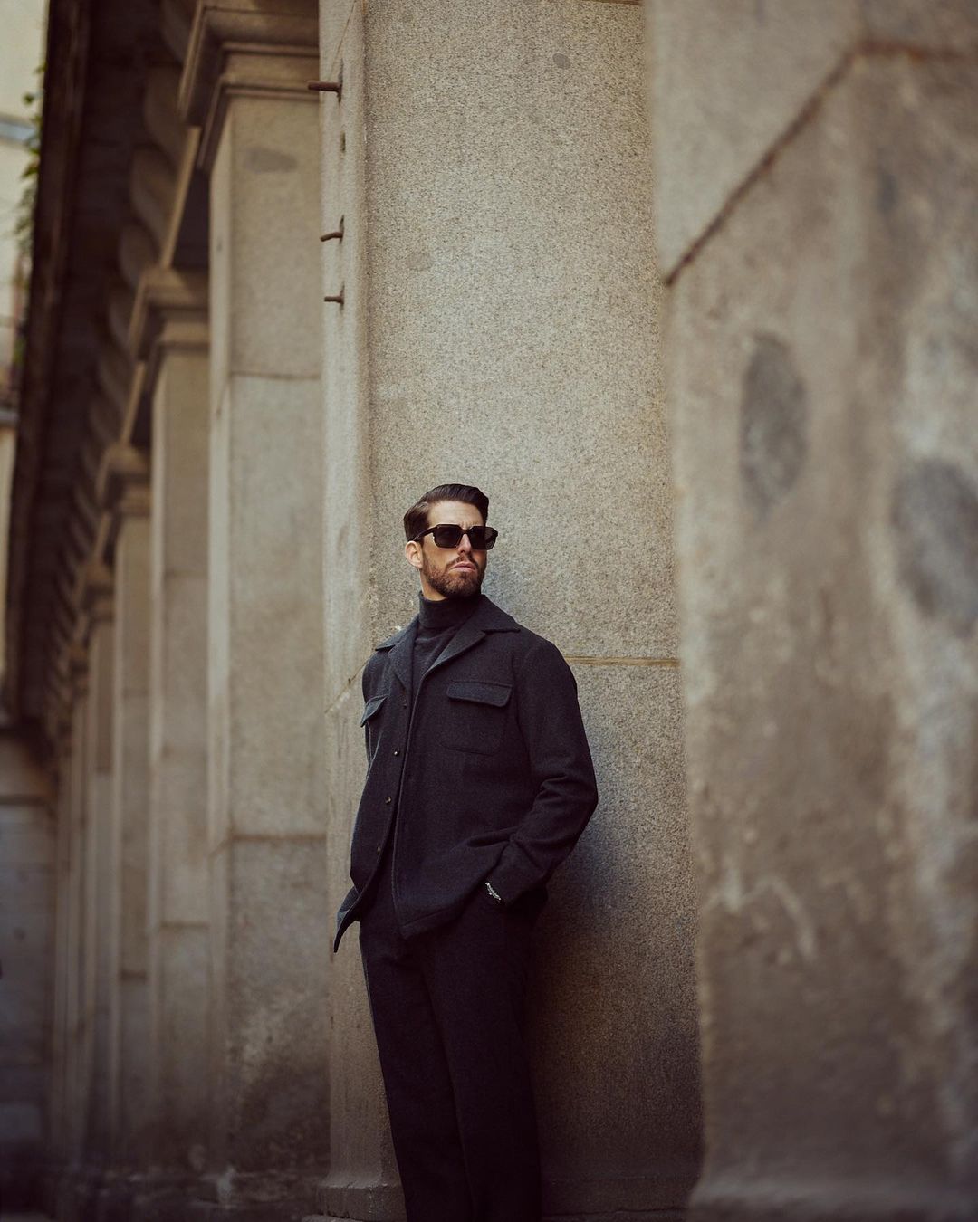 Shirt Jacket in Charcoal Grey Wool - 8