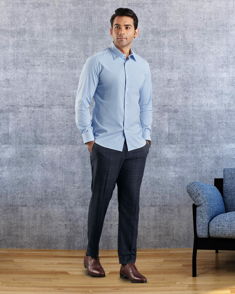 Sky Blue Gingham Shirt