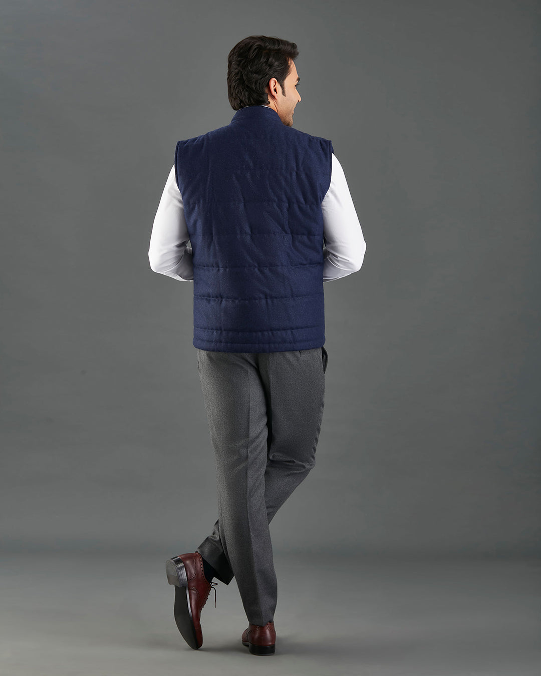 VBC Navy Flannel Quilted Gilet / Vest - 6