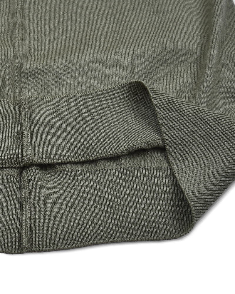 EZS Merino Wool Pale Olive  Long Sleeve Polo
