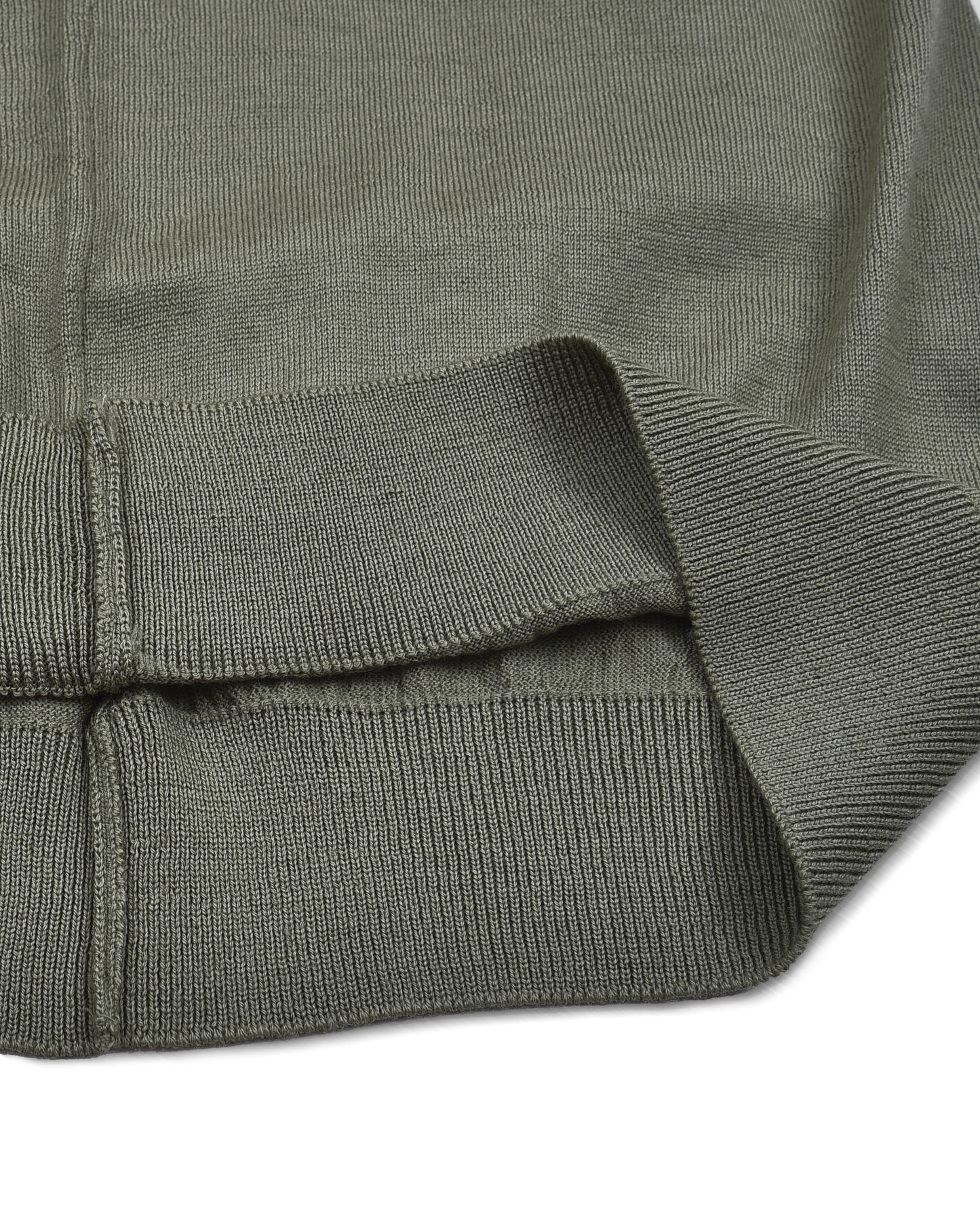 EZS Merino Wool Pale Olive  Long Sleeve Polo