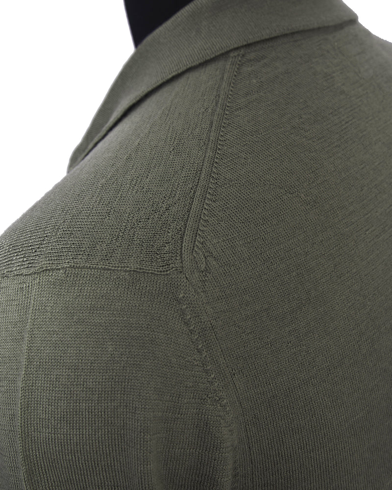 EZS Merino Wool Pale Olive  Long Sleeve Polo