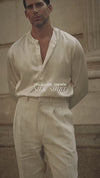High Waisted Pants in Linen Suiting Muslin