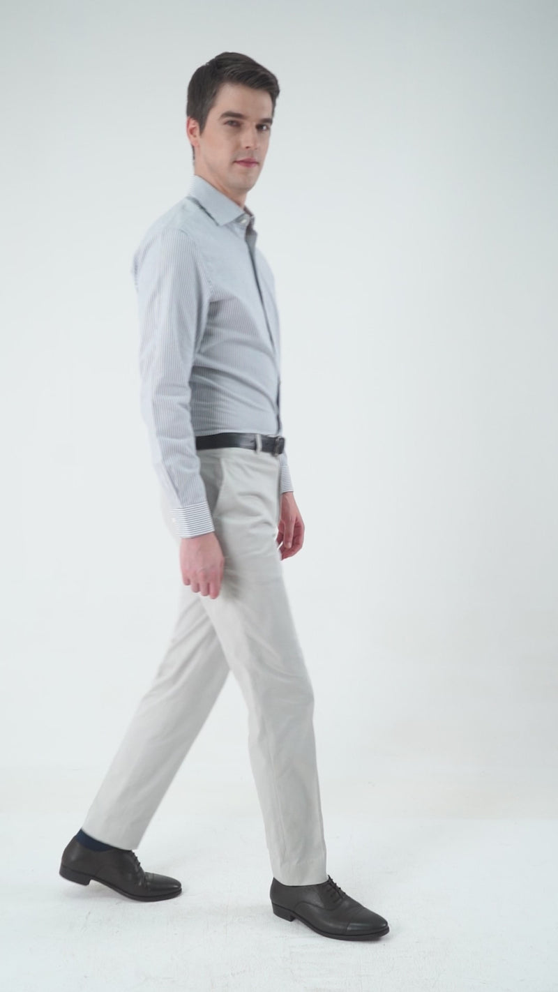 Oyster Grey Twill Dress Pant