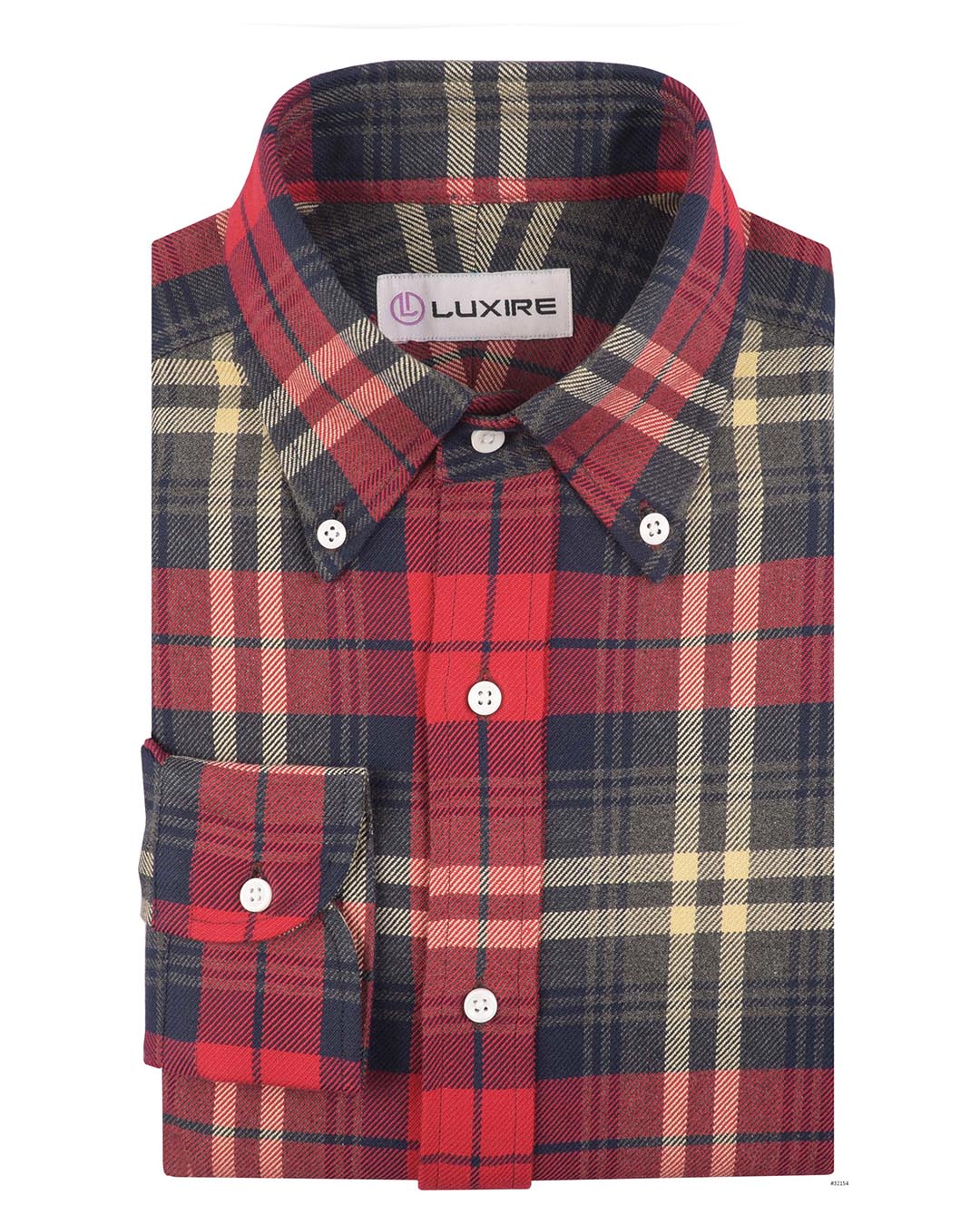 Red Navy Tartan Twill - 1