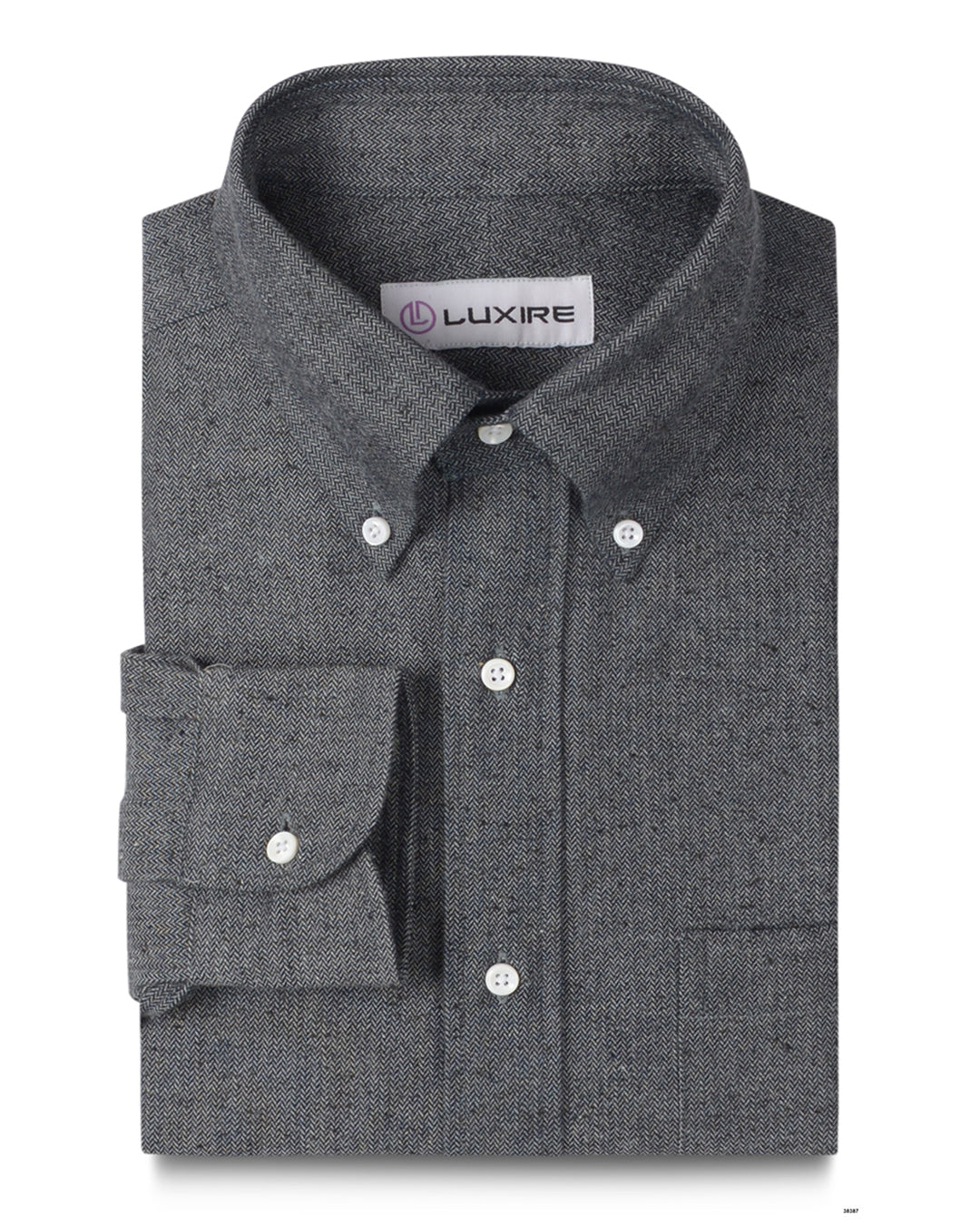 Denim: Indigo Grey Slub Herringbone - 1