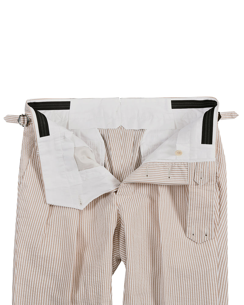 Brown Tan Stripes Seersucker