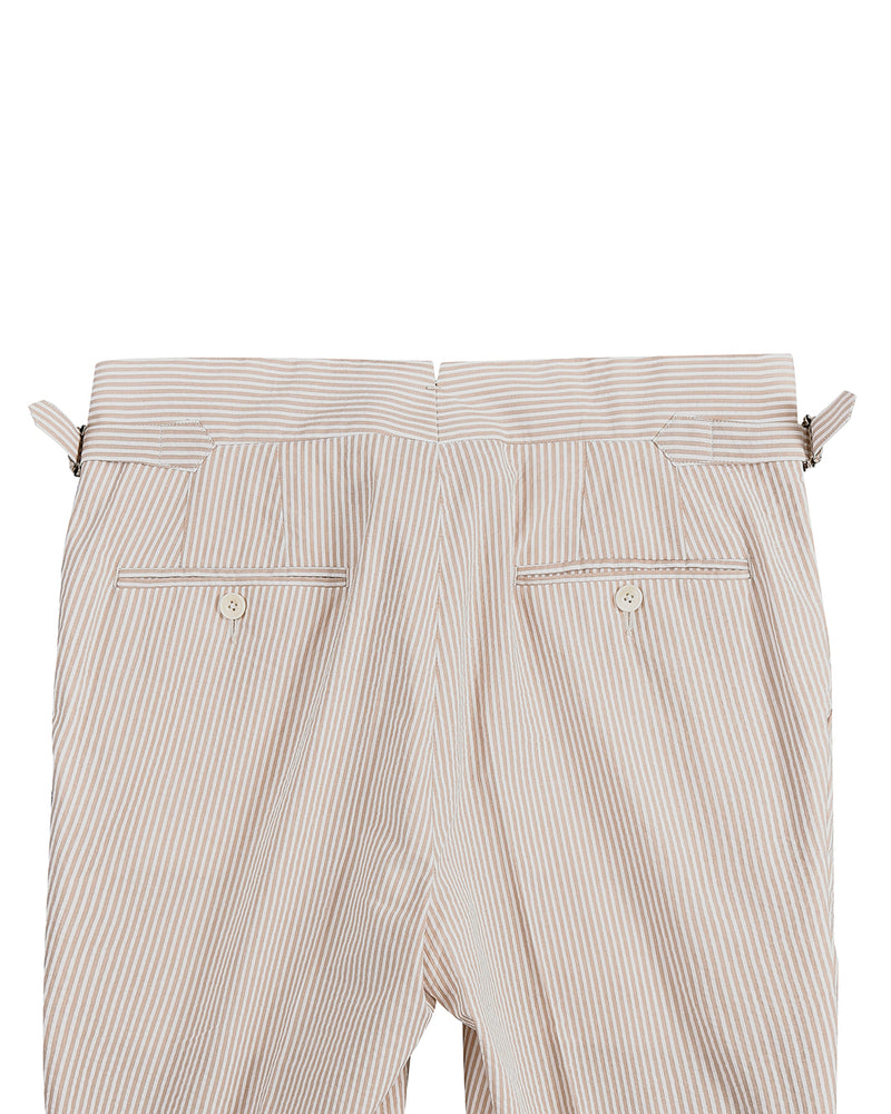 Brown Tan Stripes Seersucker