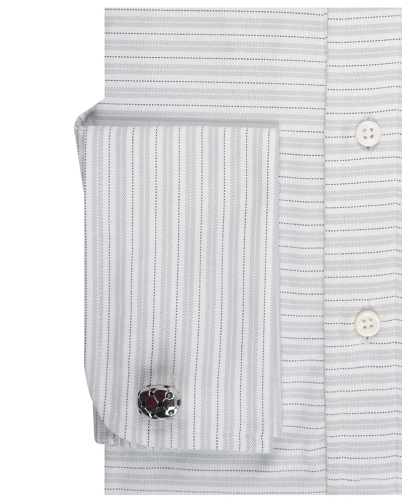 Alumo Oxford Stone Grey and Navy Alternate Stripes