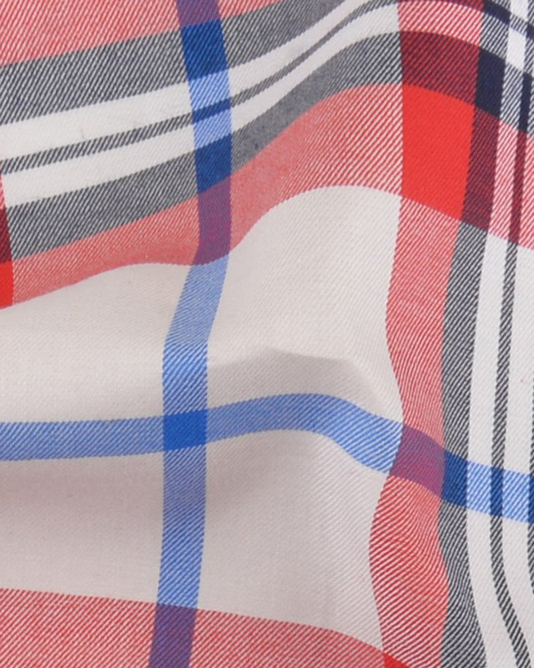 Red Navy Cream Twill Madras Checks - 3