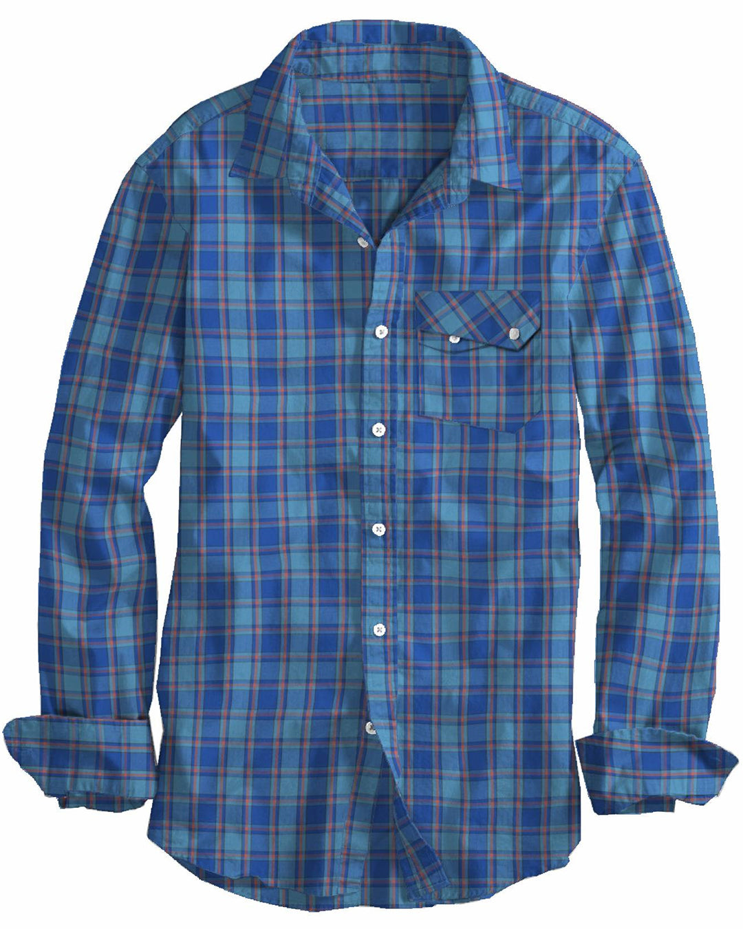 Dark Light Blue Orange Checks - 1