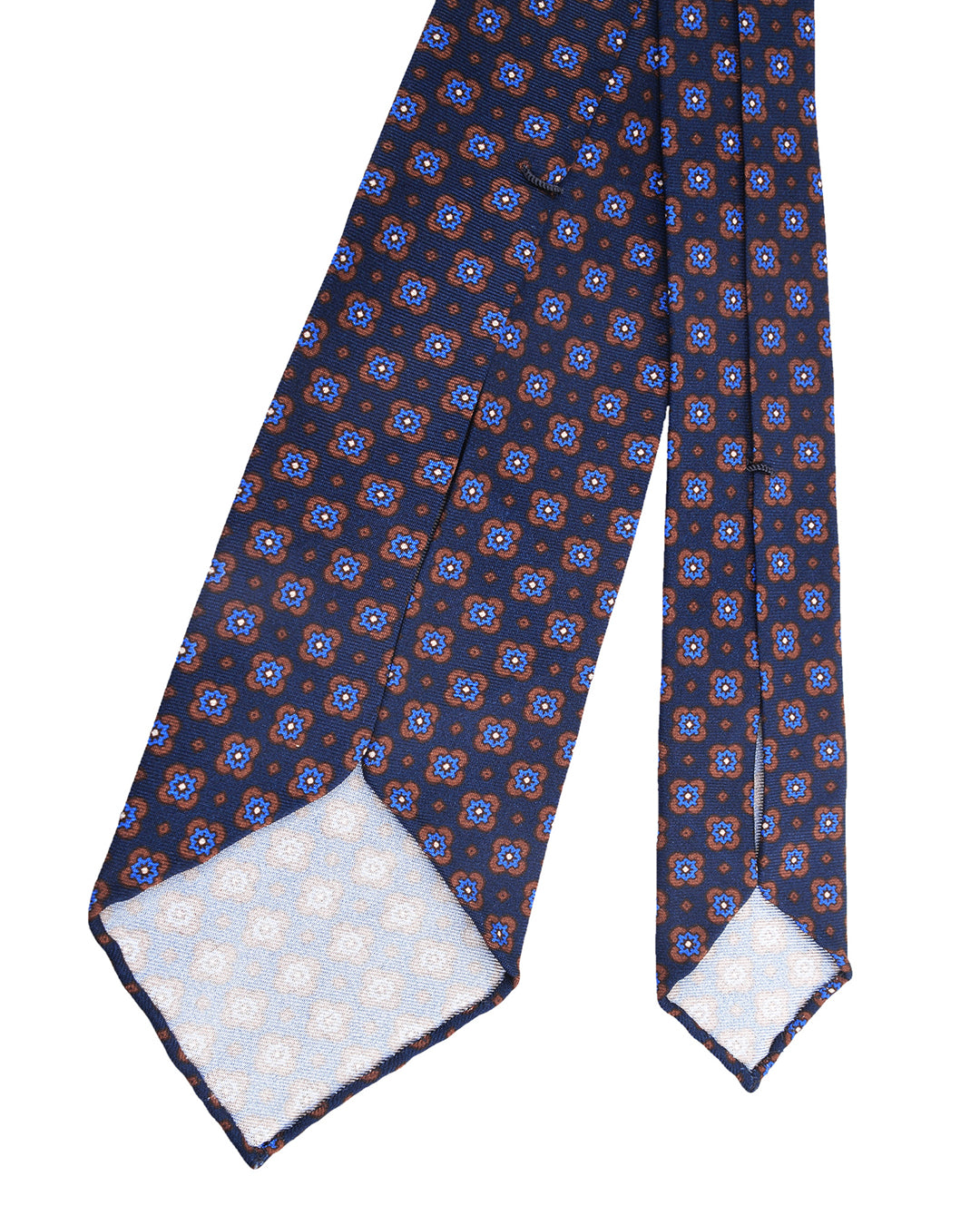 Brown And Blue Flowers On Navy Tie - 2