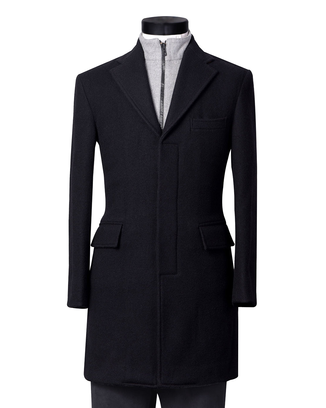 Black wool flannel Topcoat - 1