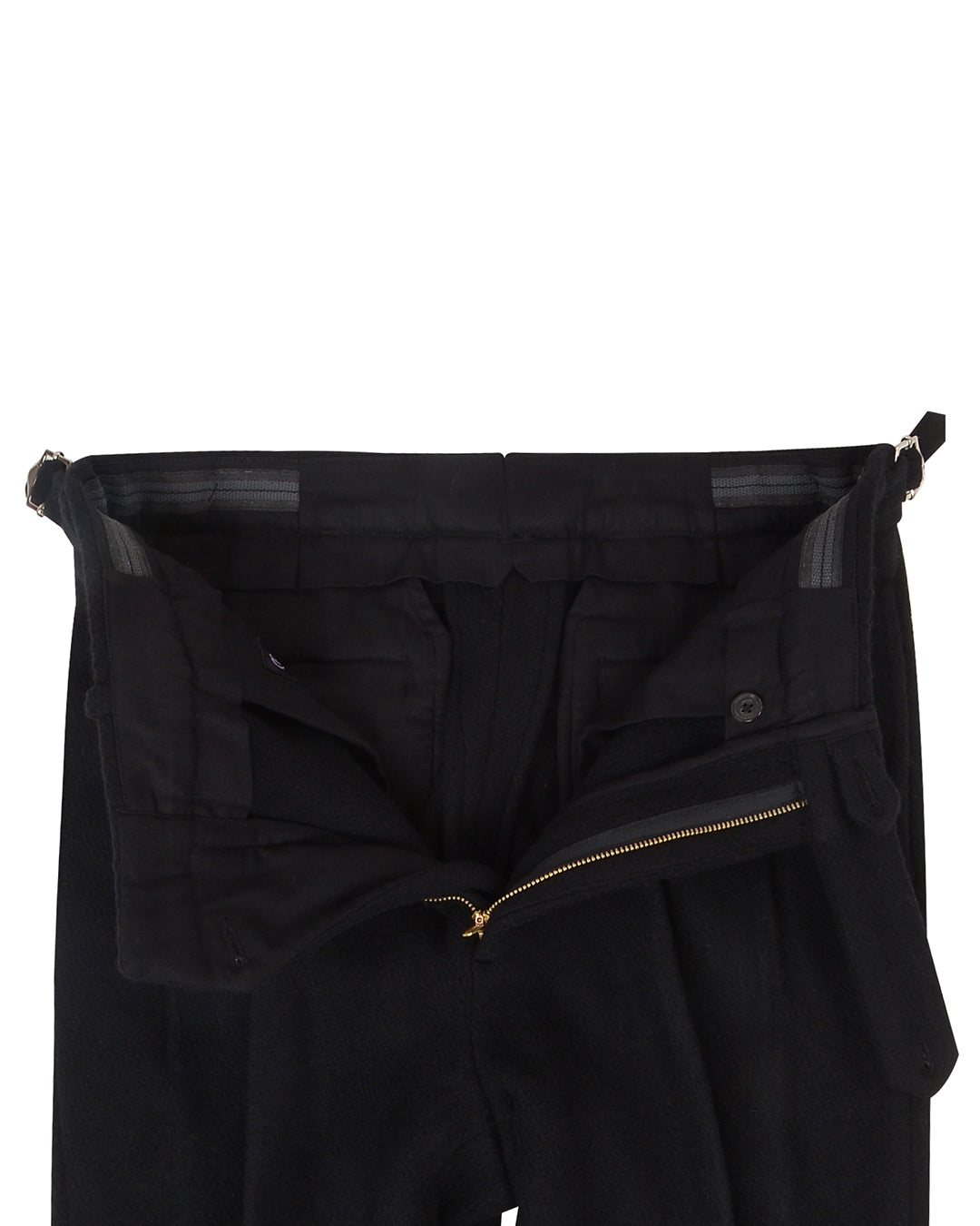 Black Wool Heavy Flannel Pant