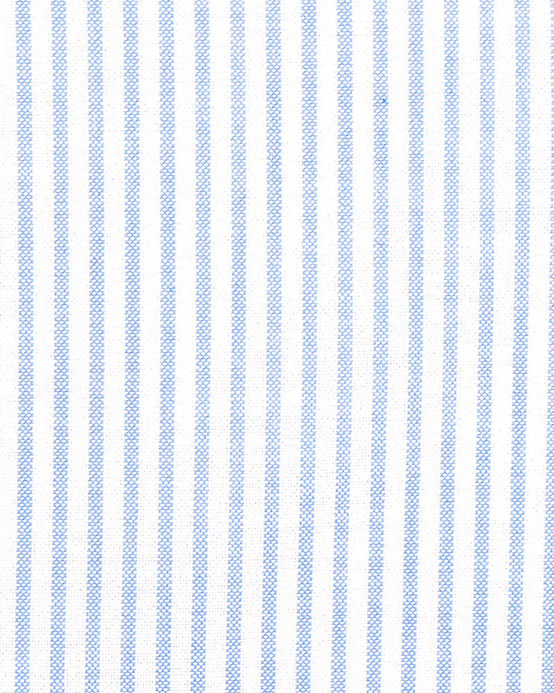 Blue Stripes On Textured White Shirt
