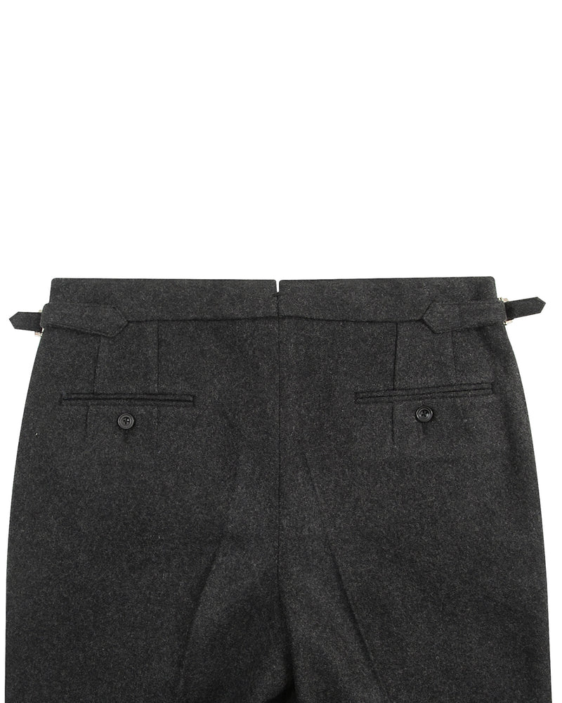 Charcoal Grey 100% Wool Flannel High Waisted Pant