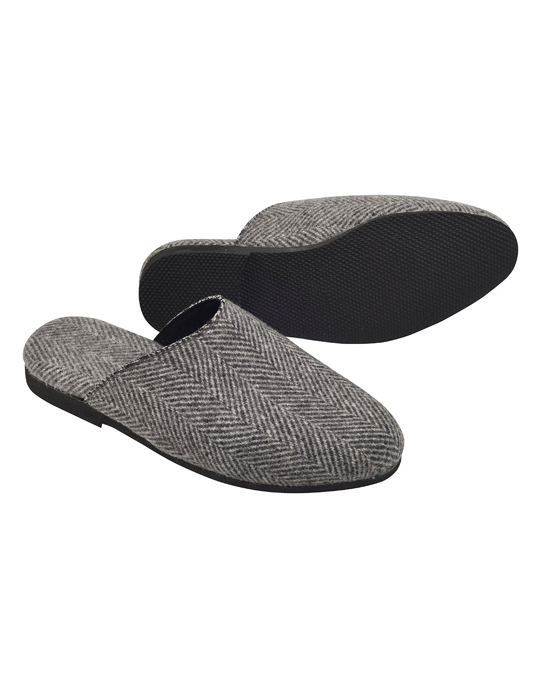 Suede-Cashmere Slippers Grey - 3