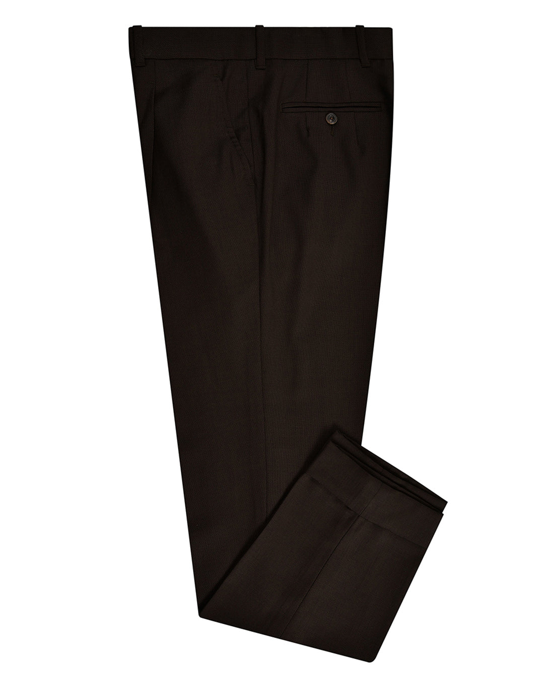 Brown Wool Birdseye Dress Pant - 1