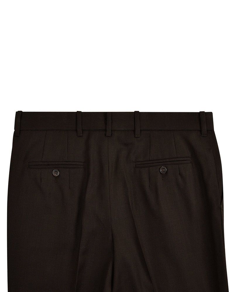Brown Wool Birdseye Dress Pant