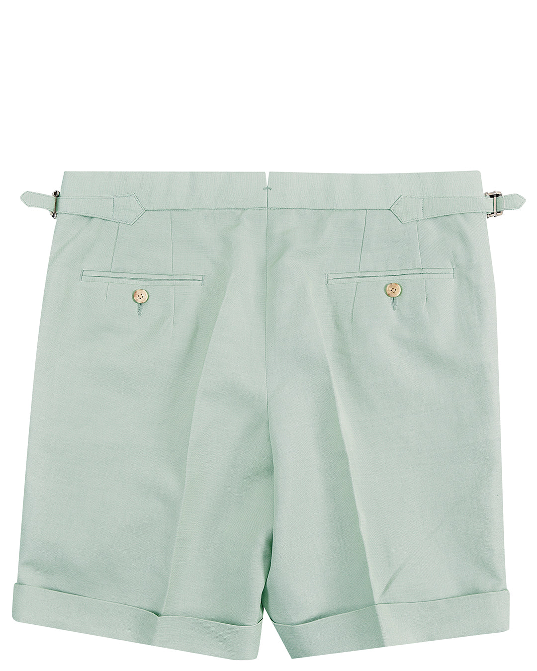 Pale Green Cotton Canvas Linen Shorts - 4
