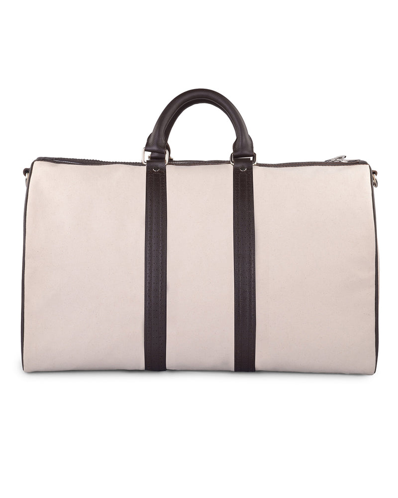 Duffle Bag in Canvas with Brogue Leather Trims