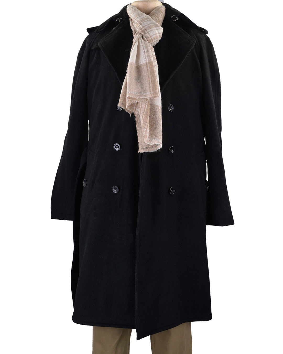 Cashmere Wool Scarf Fade Brown Cream Checks With Self Design - 4