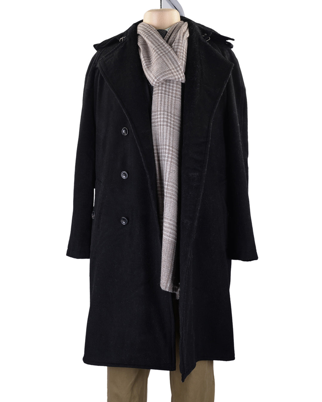 Cashmere Wool Scarf Brownish Grey Checks On Cream - 3