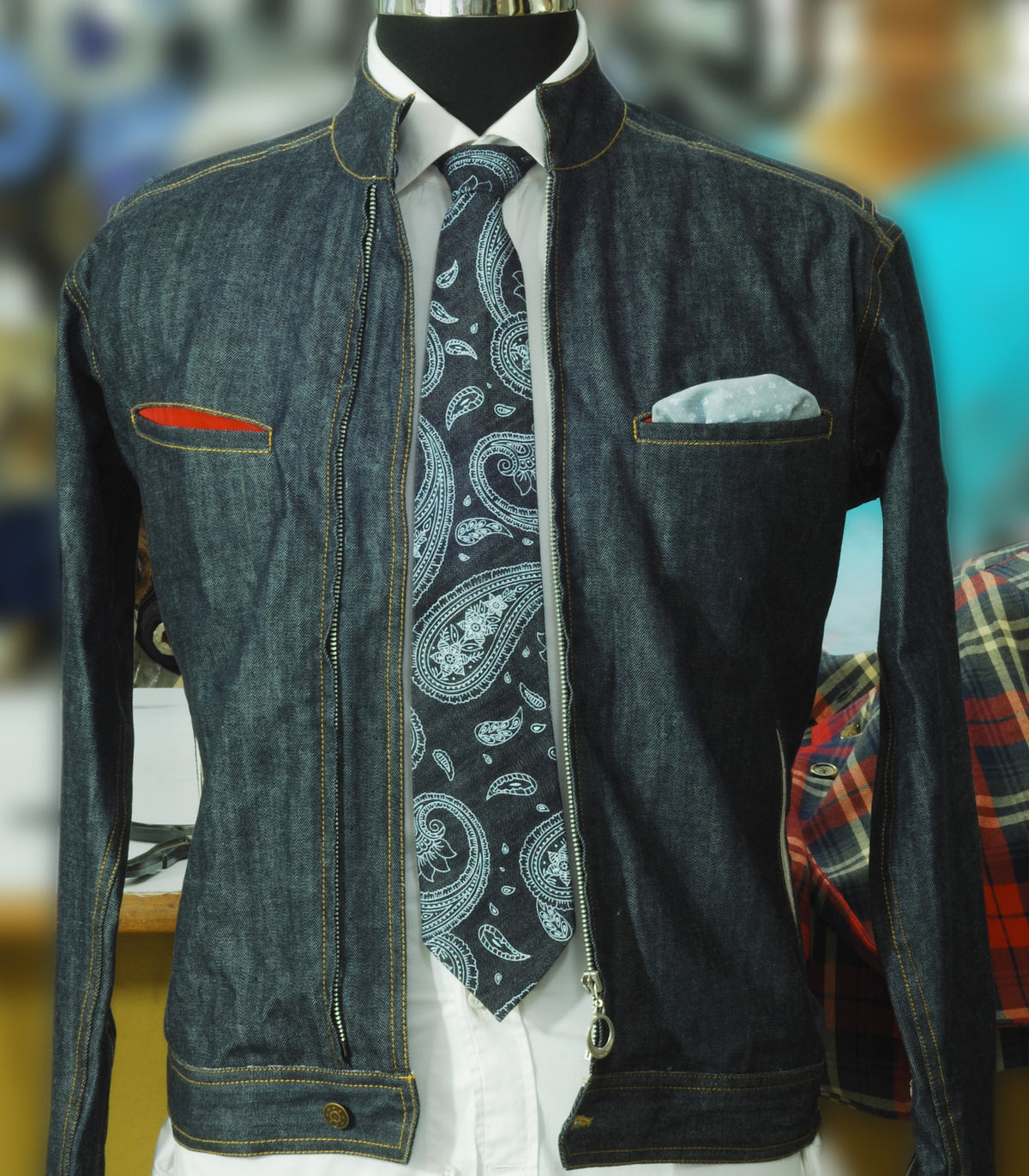 Denim Paisley Wabash Tie - 1
