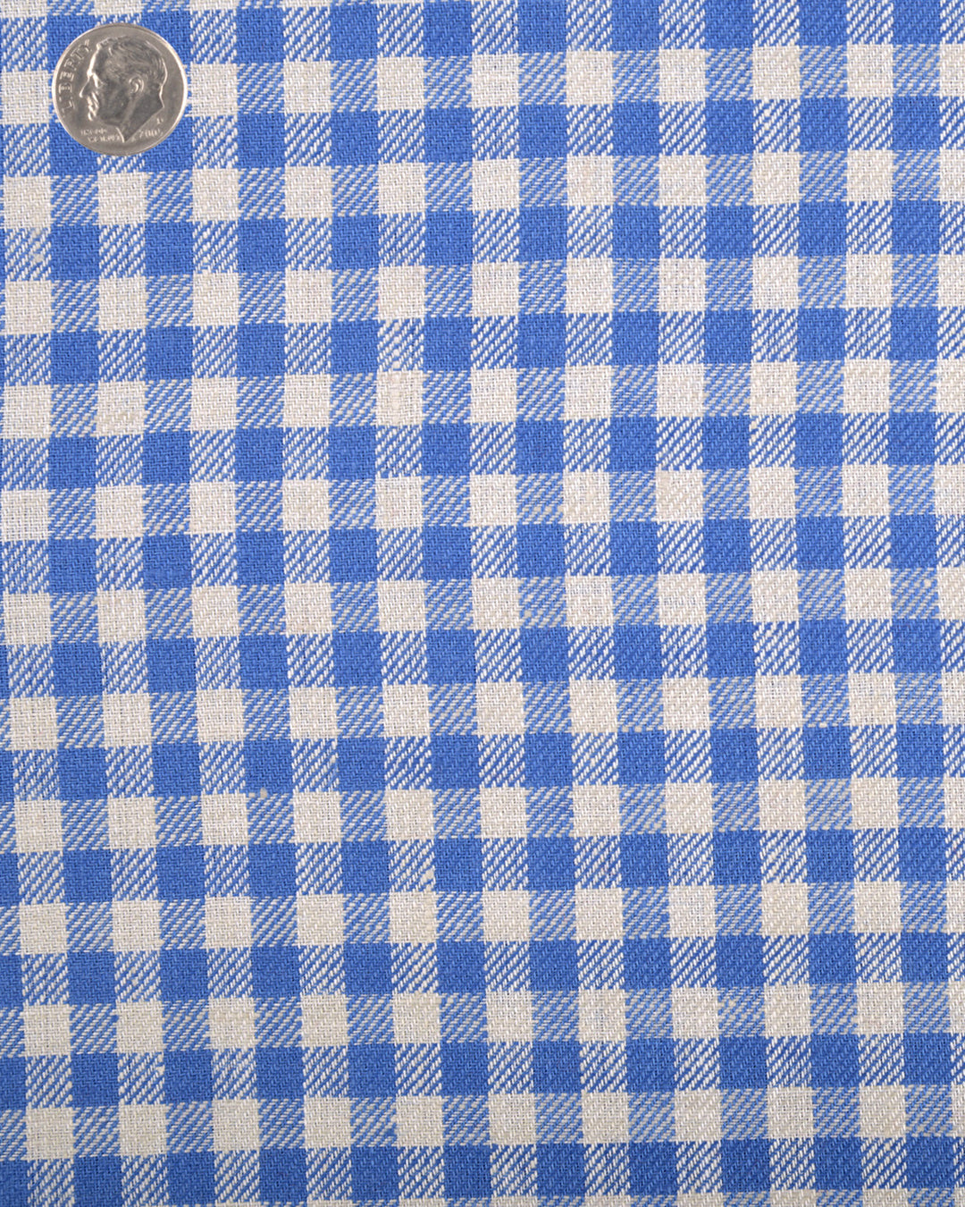 Linen:Cream Blue Gingham Checks - 5