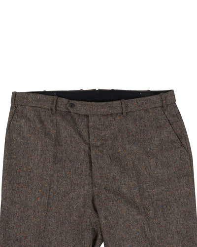 Holland & Sherry Tweed Wool Multicolor Brown Tint - Pink With Blue Orange Point Tweed