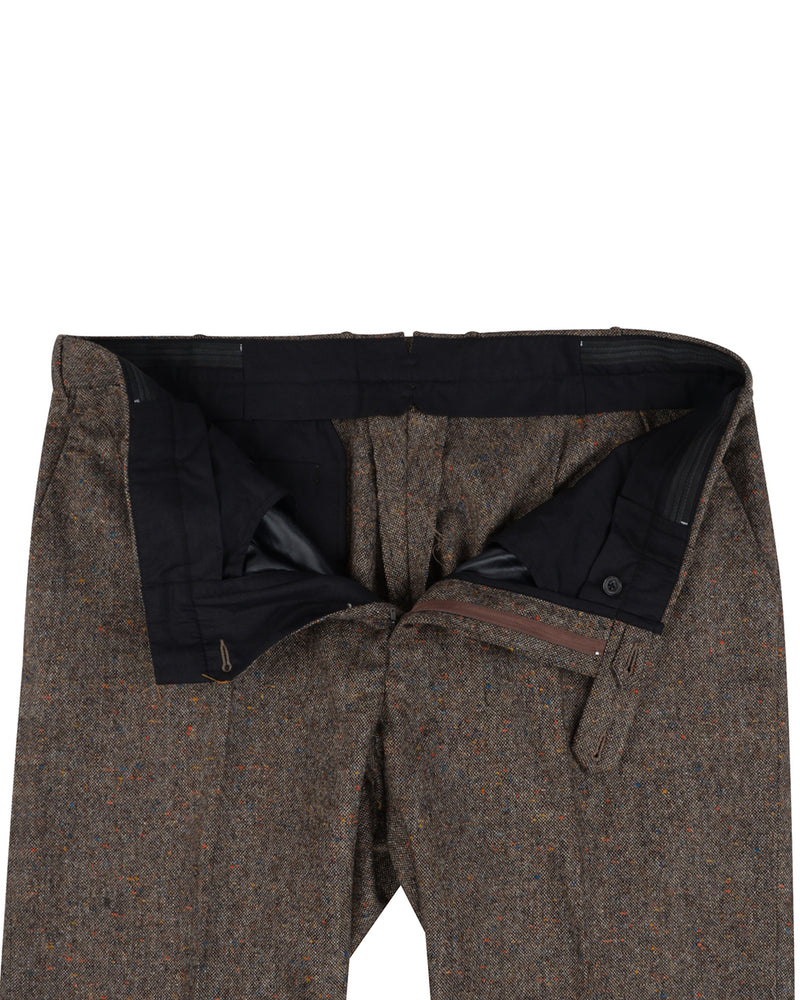 Holland & Sherry Tweed Wool Multicolor Brown Tint - Pink With Blue Orange Point Tweed