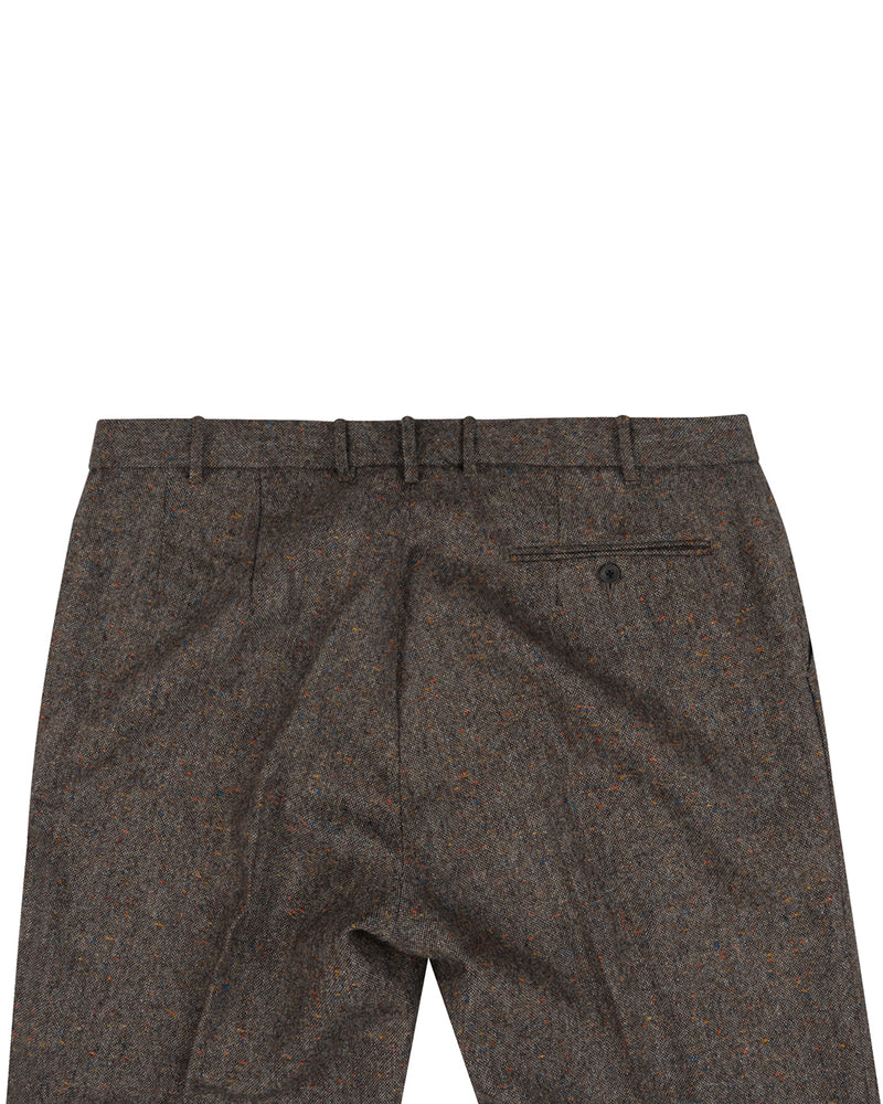 Holland & Sherry Tweed Wool Multicolor Brown Tint - Pink With Blue Orange Point Tweed